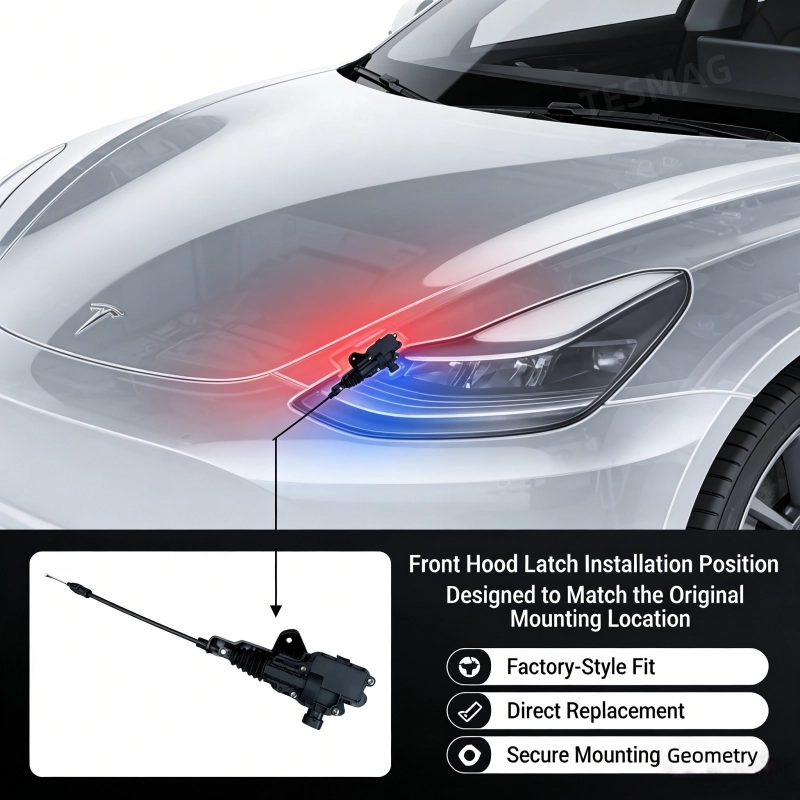 Hood Lock Actuator & Cable Assembly Direct Replacement for Tesla Model 3/Y (1643071-00-A 1500398-00-H)