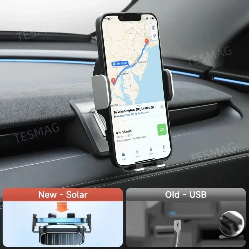 Tesla Car Phone Holder Vent Mount with Solar-Powered Electric Induction for Model 3/Y
