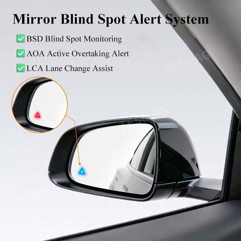 Side Rearview Tesla Blind Spot Mirror with BSD for Model 3 / Y