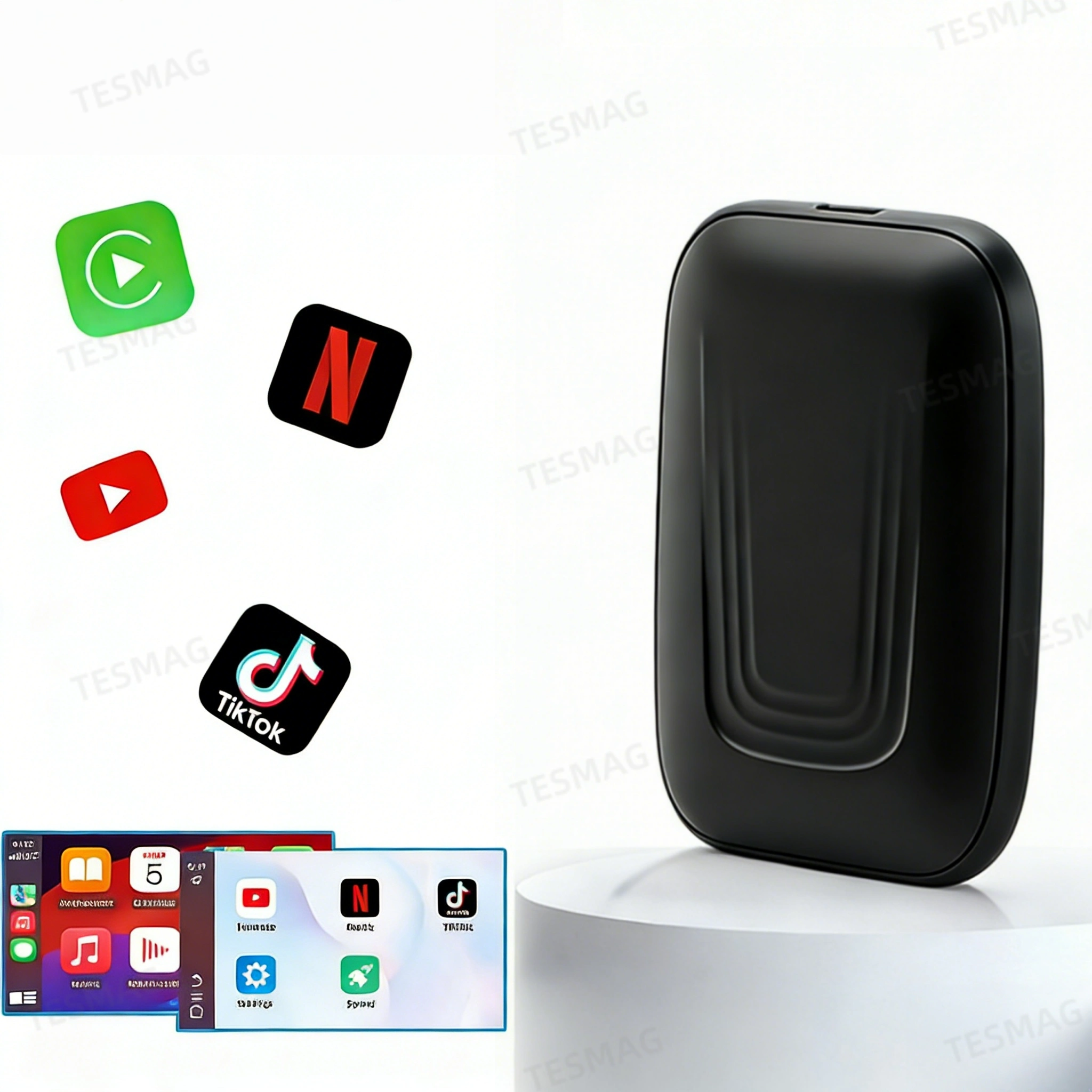 Wireless CarPlay & Android Auto Adapter AI Box for Tesla Model 3 / Y / S / X / Cybertruck