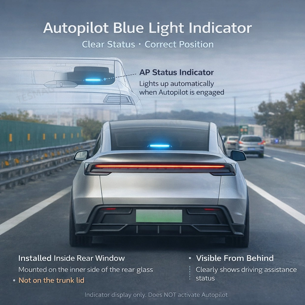 Tesla Model Y Juniper Rear Autopilot AP Blue LED Status Light – External Smart Driving Indicator