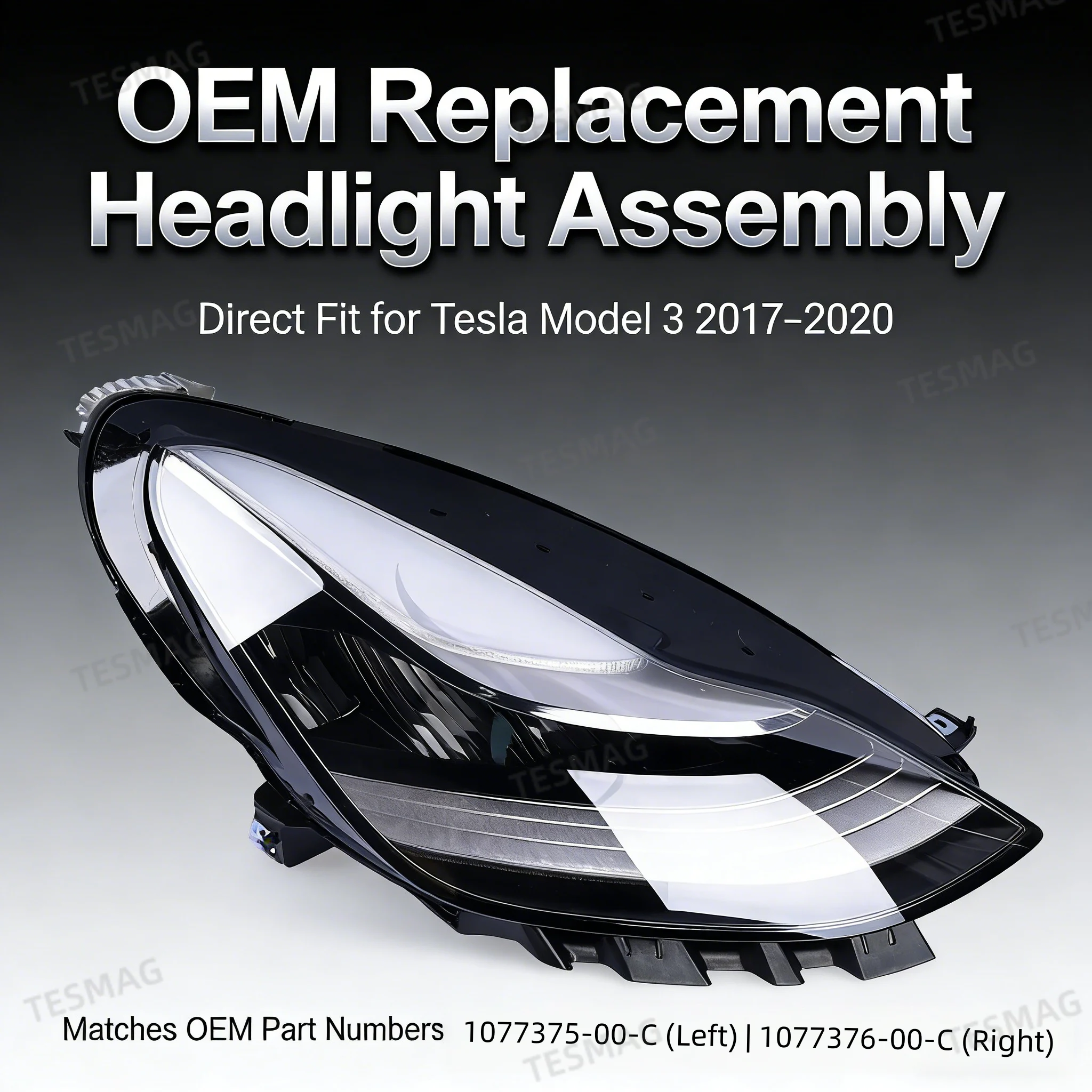 OEM Front Headlight Assembly For Tesla Model 3 1077375-00-C 1077376-00-C Replacement