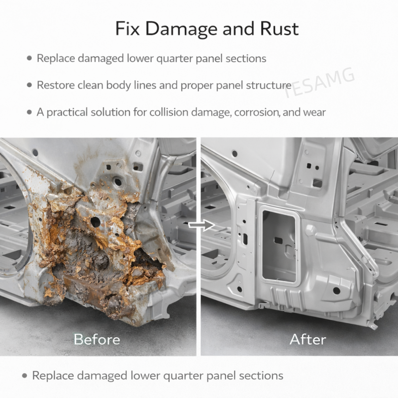 Rear Quarter Panel Lower Extension for Tesla Model 3 (1109299-S0-A / 1109300-S0-A)