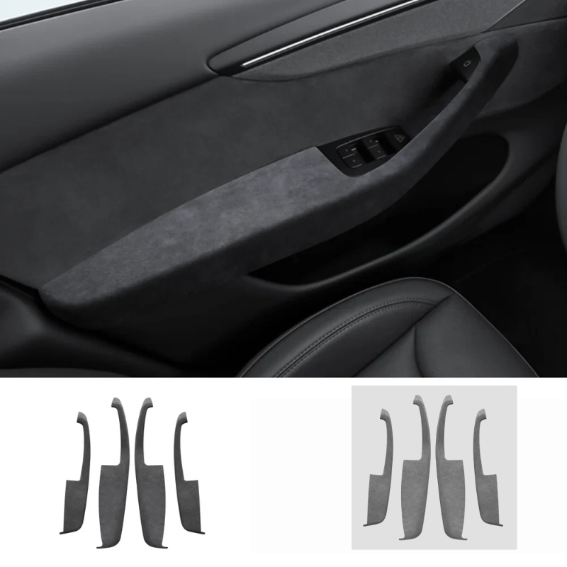 4PCS/Set Alcantara Door Armrest Covers for Tesla Model Y Juniper 2025+ Interior Trim Cover