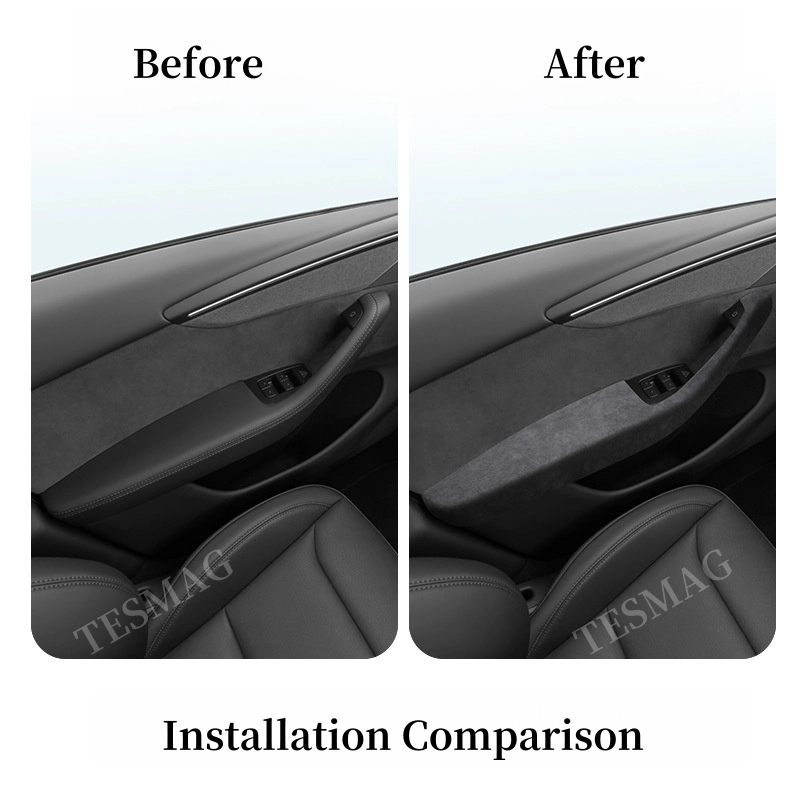 4PCS/Set Alcantara Door Armrest Covers for Tesla Model Y Juniper 2025+ Interior Trim Cover