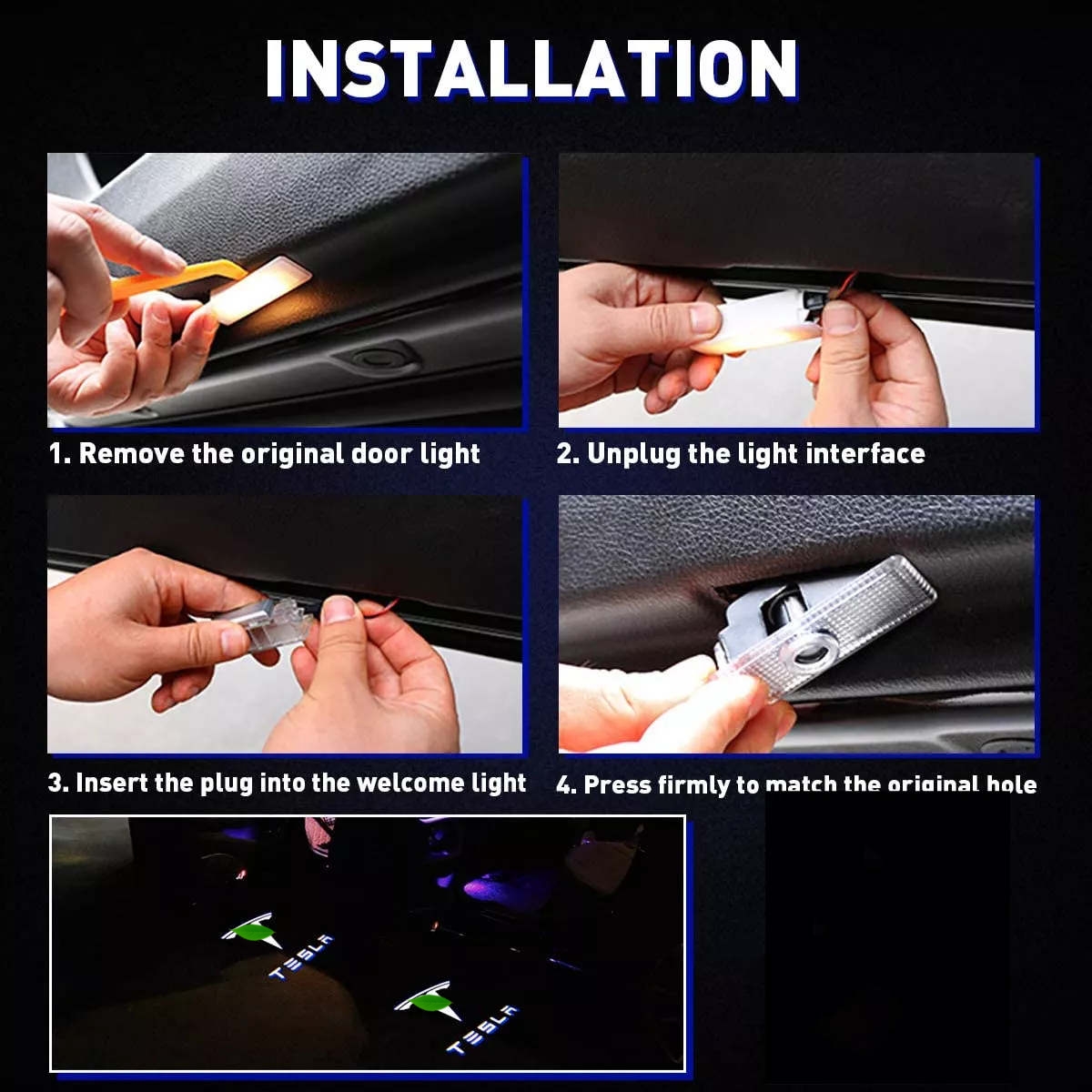 4pcs Original special plug projection light for Tesla Model 3/Y/X/S