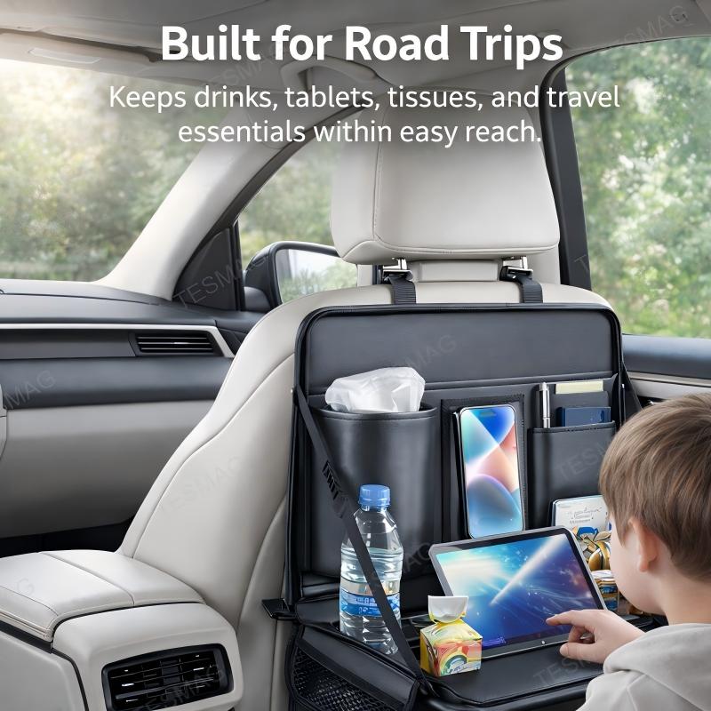 Tesla 2-in-1 Foldable Steering Wheel & Backseat Tray Organizer | Multi-Use Car Table