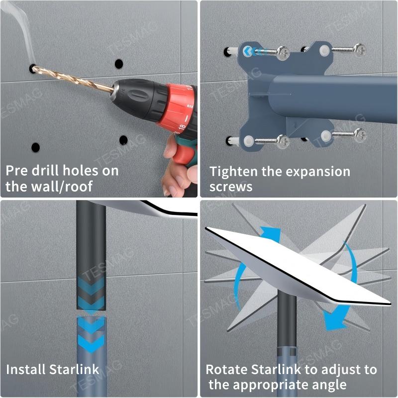 Compact Short Wall Mount for Starlink V2 Roof Eave & Wall Installation