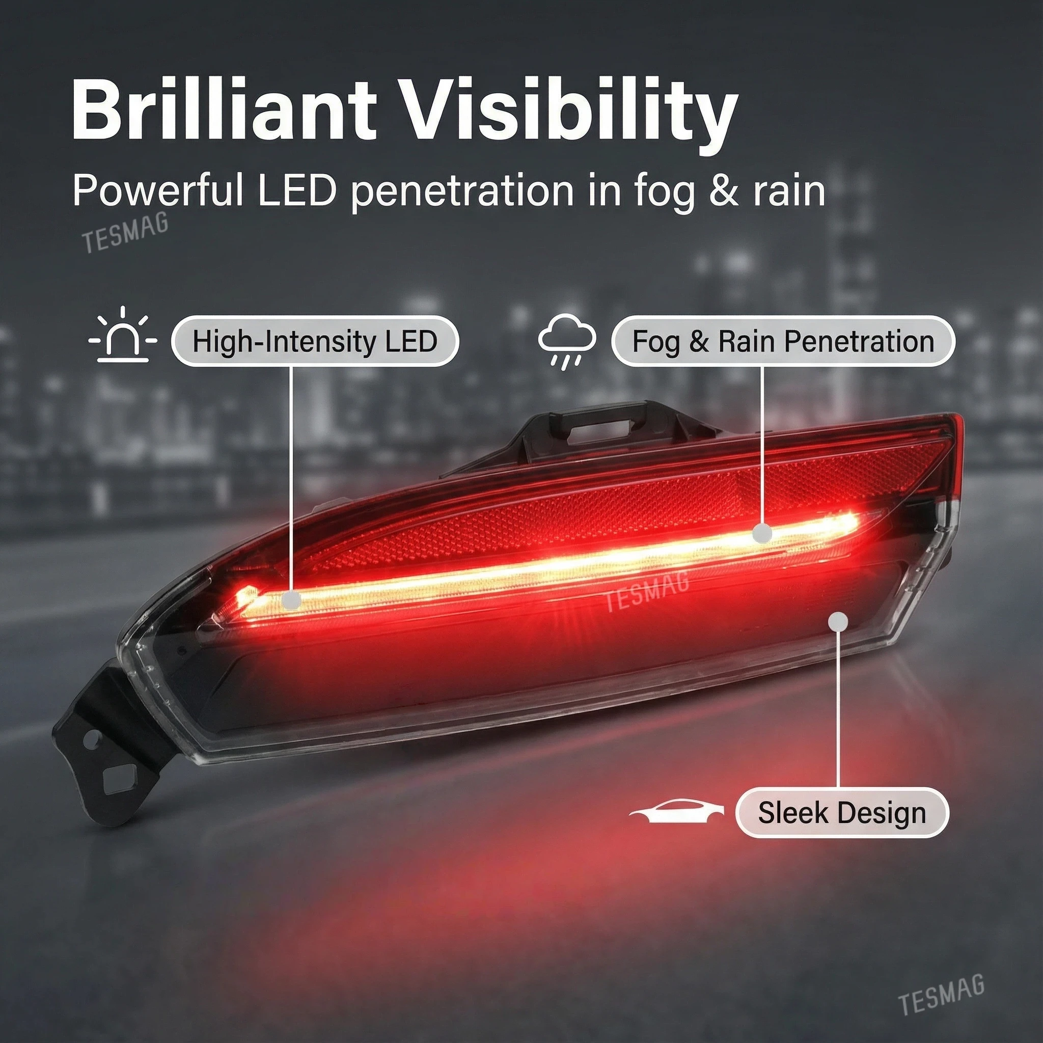 Rear Bumper LED Tail Fog Light Left/Right For Tesla Model 3 Highland 2024+ 1712513-00-D /1712514-00-D