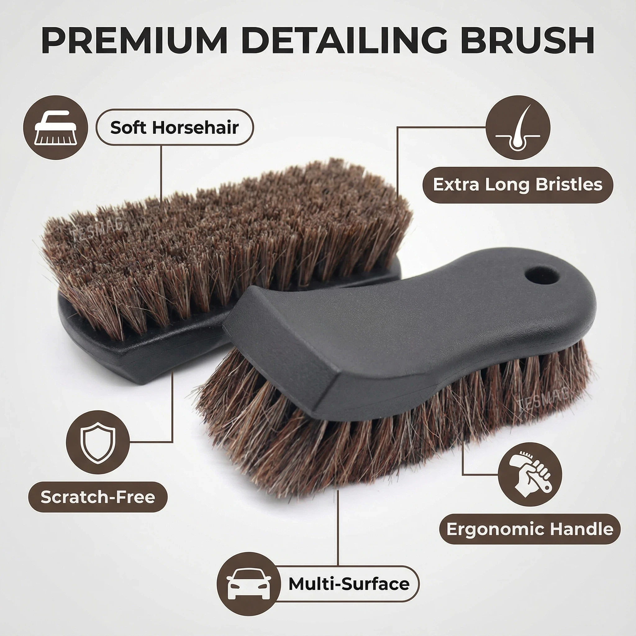 Bristle Horse Hair Leather Cleaning Brush for Tesla Interior | 1PCS