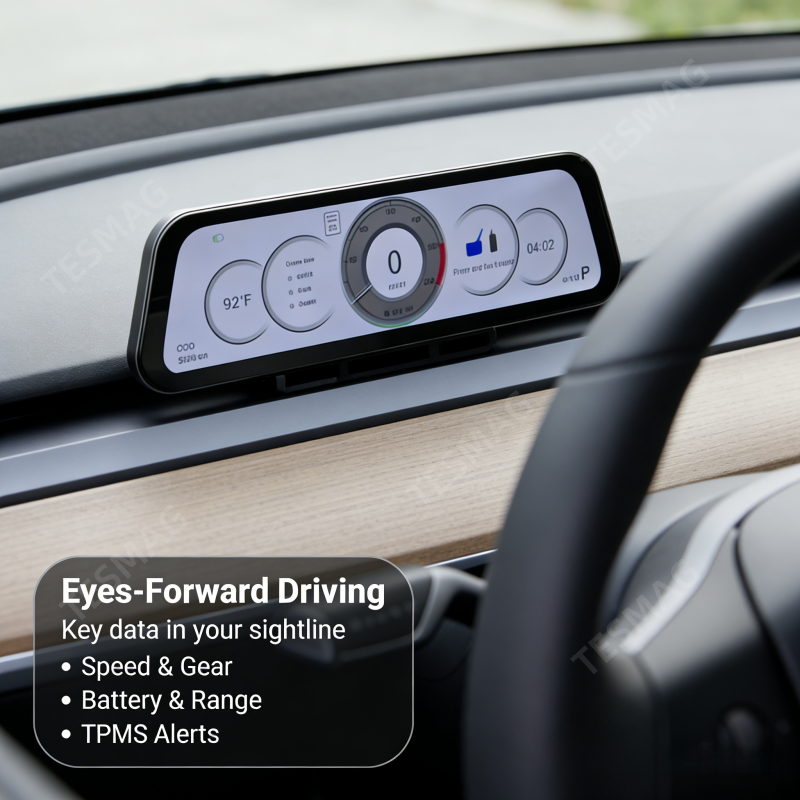 9.6-Inch Driver Display w/ Wireless CarPlay for Tesla Model 3/Y 2021-2026 (LHD Only)