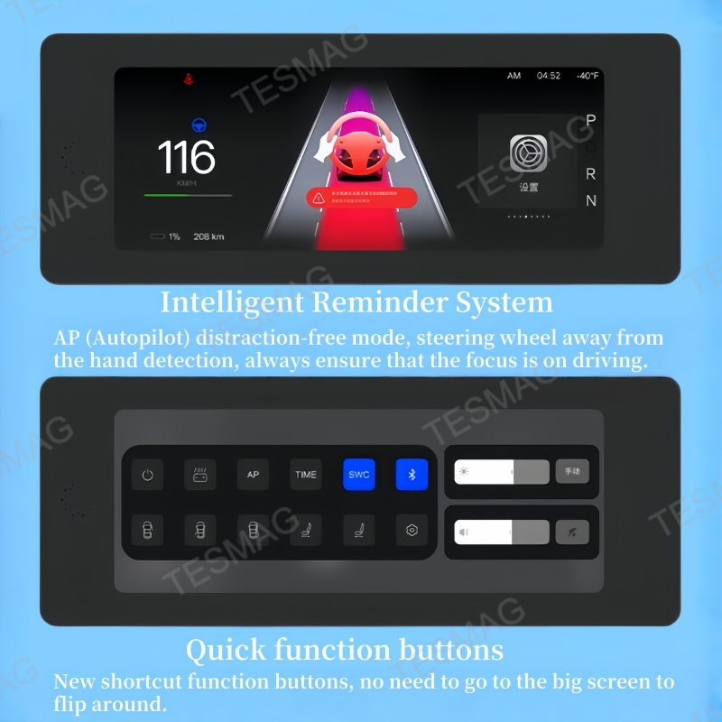8.9-inch one-piece instrument screen with ambient lighting for the Tesla Model 3 Highland/Model Y Juniper
