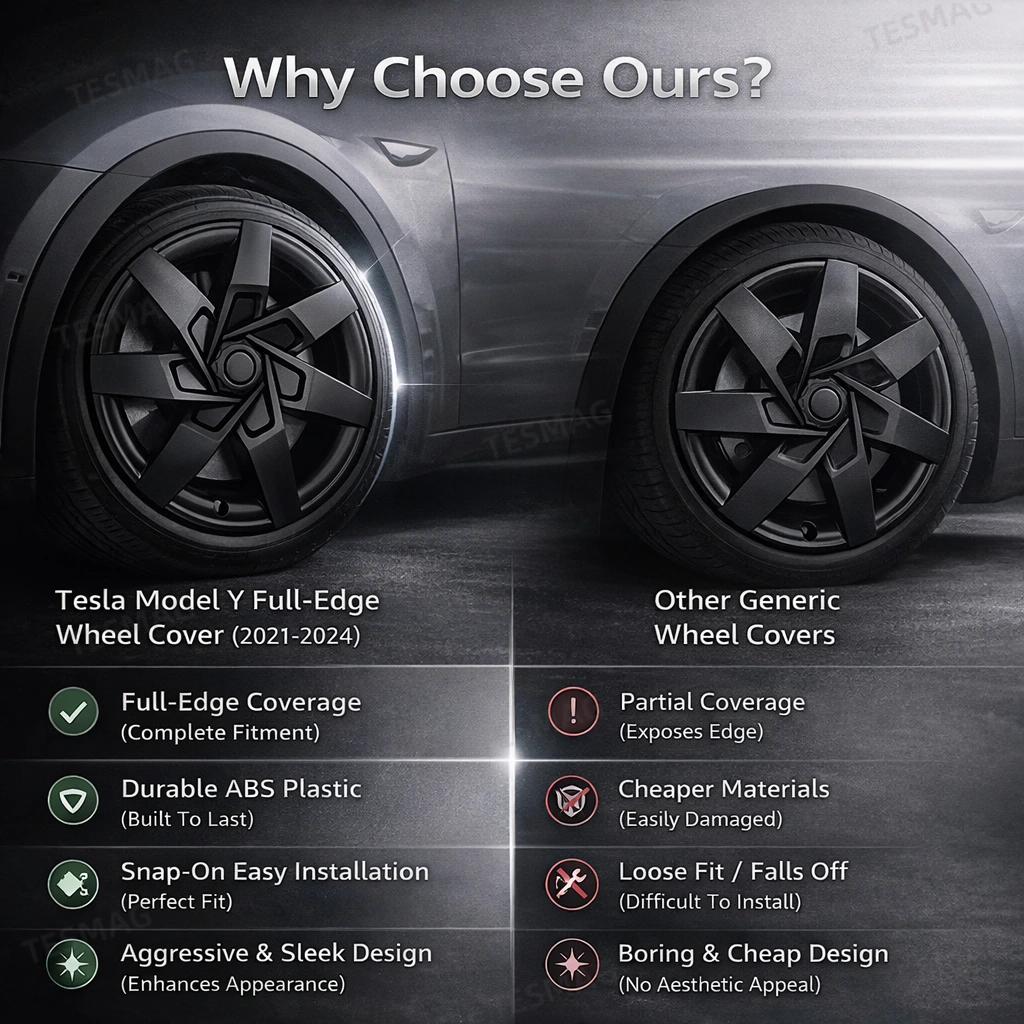 19-Inch Full-Edge Wheel Covers for Tesla Model Y (2021-2024) | Set of 4