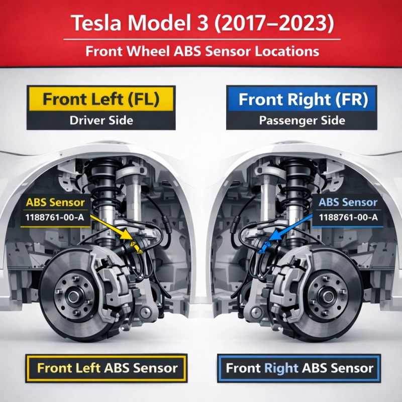 Front ABS Wheel Speed Sensor for Tesla Model 3 2017-2023 (1188761-00-A)