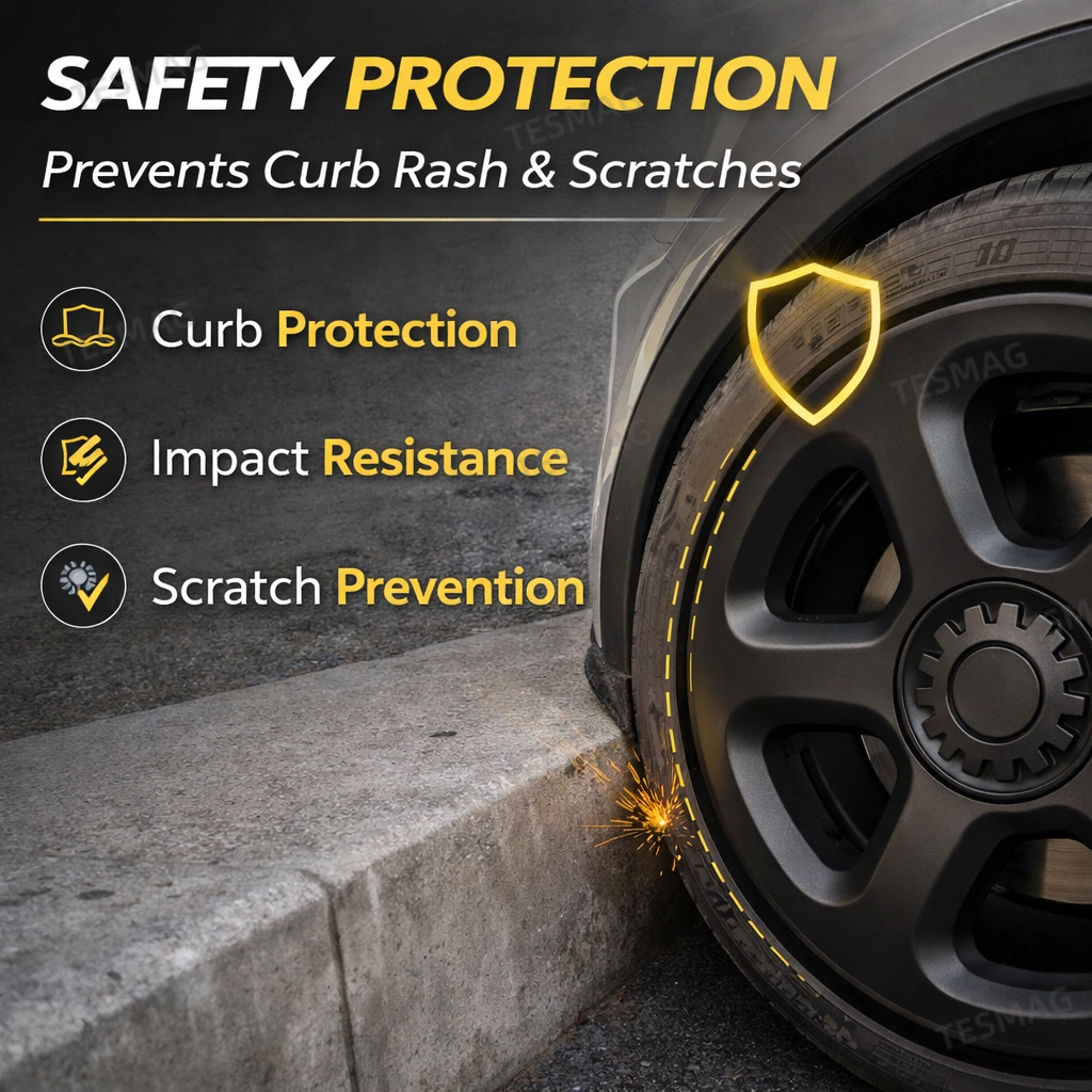 19" Wheel Covers Hubcaps for Tesla Model Y Juniper 2025+ – Matte Black Rims Protector