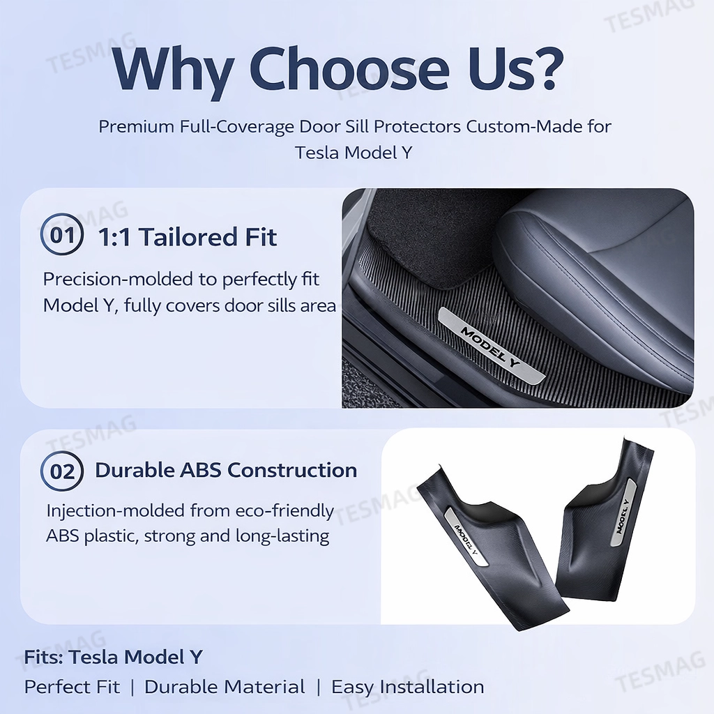 10PCS Door Sill & A/B/C Pillar Protector Set for Tesla Model Y Juniper 2025+