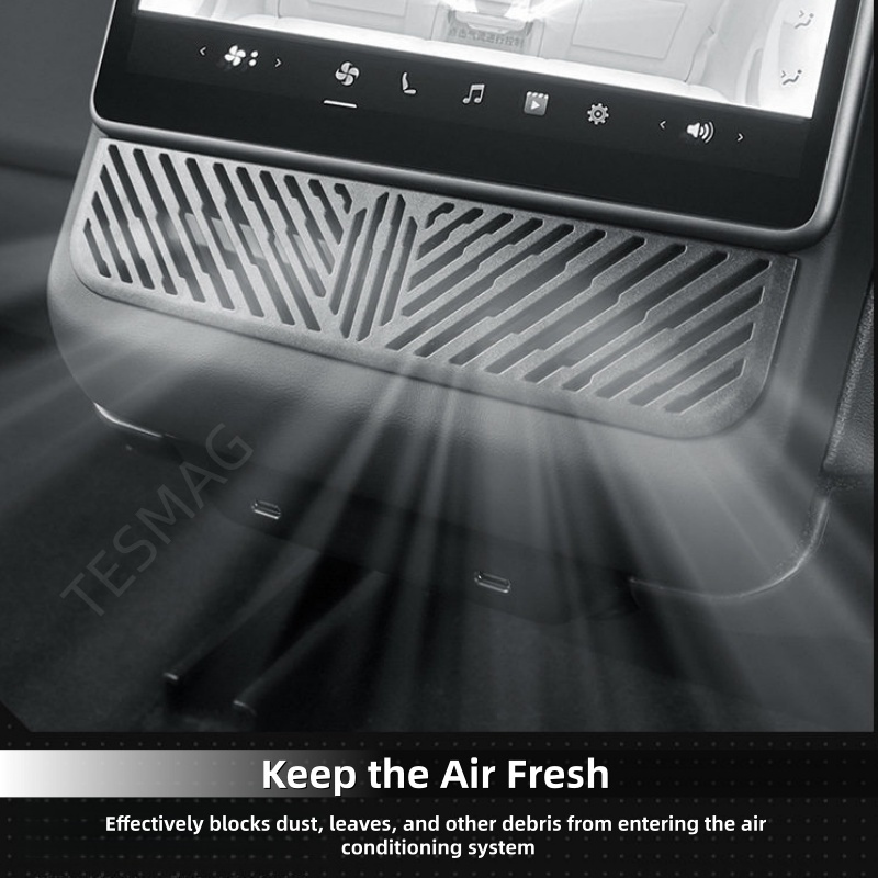 Air Vent Grille Cover Under Rear Center Console Screen for Tesla Model Y Highland 2026 - Clear Version