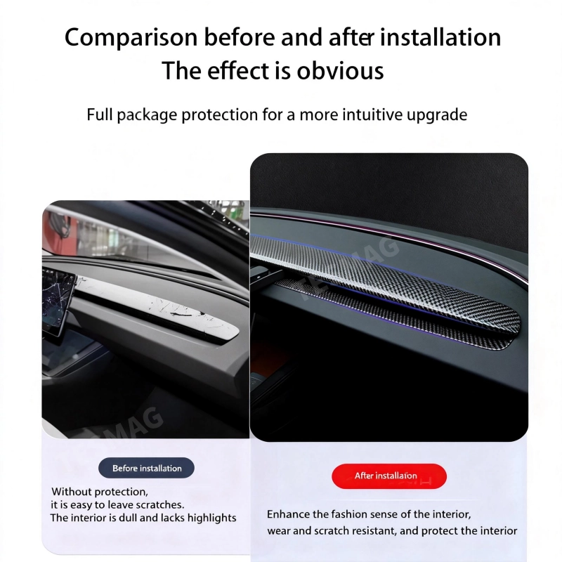 Custom Fit Interior Trim Strips for Tesla Model Y Juniper 2025+ Dashboard Door and Center Console