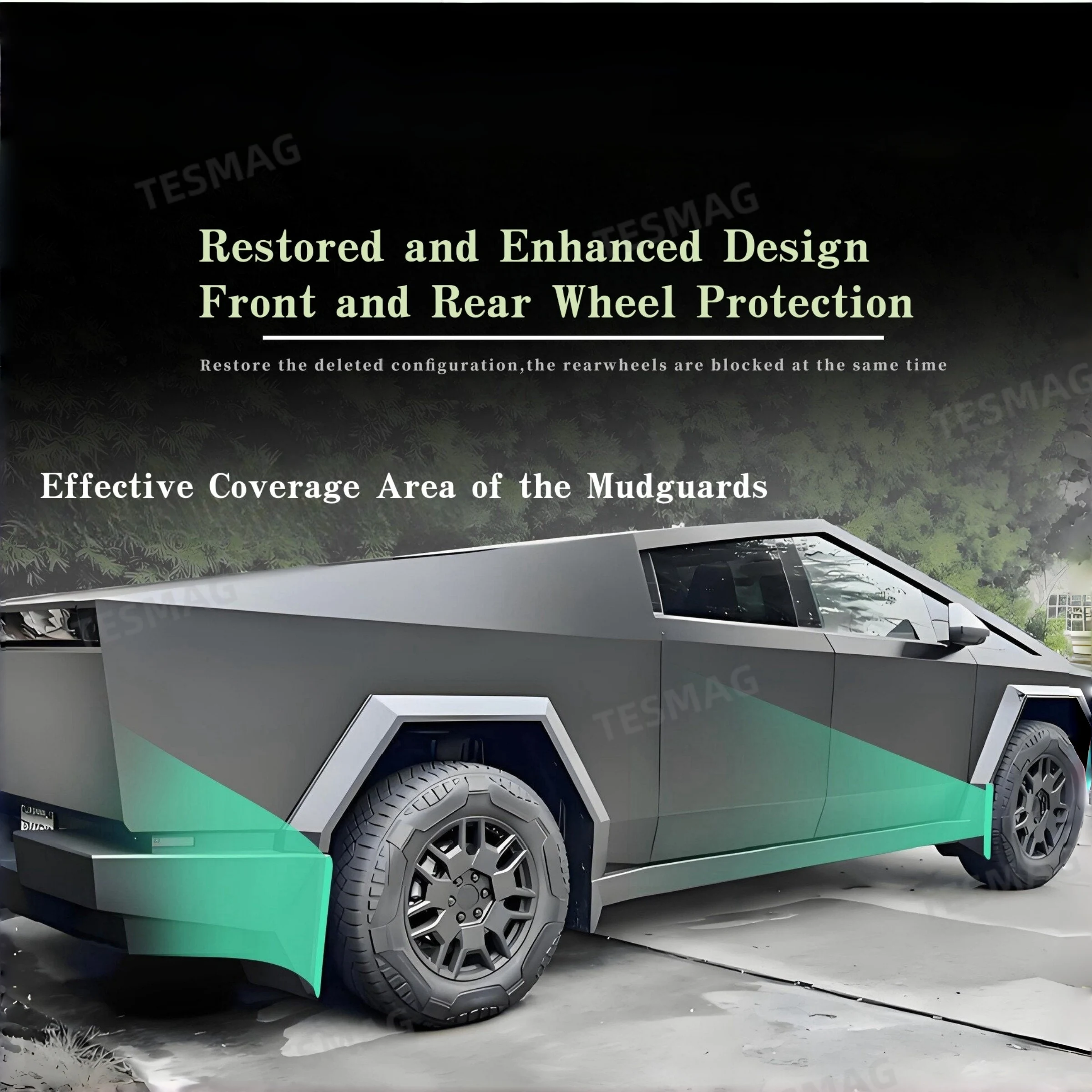 Premium TPE Mud Flaps for Tesla Cybertruck (2024+) – No-Drill Front & Rear Splash Guards