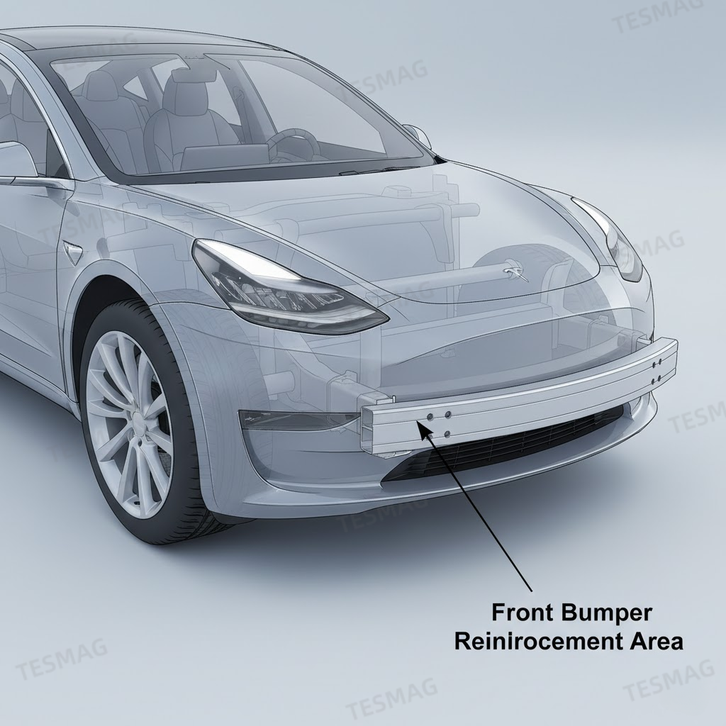 Front Bumper Reinforcement Support Beam for Tesla Model 3 & Model Y OEM 1109193-00-C Replacement