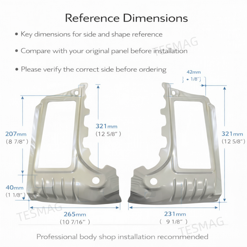 Rear Quarter Panel Lower Extension for Tesla Model 3 (1109299-S0-A / 1109300-S0-A)