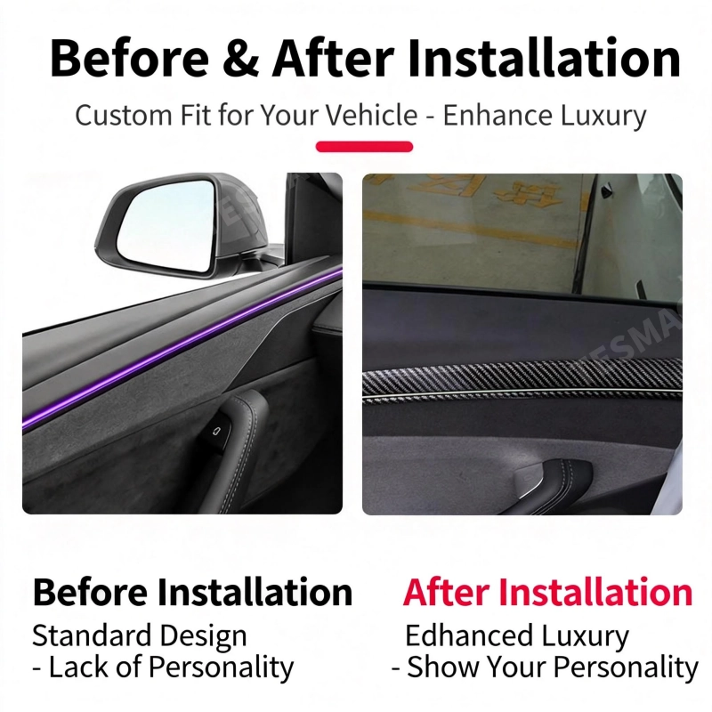 Custom Fit Interior Trim Strips for Tesla Model Y Juniper 2025+ Dashboard Door and Center Console