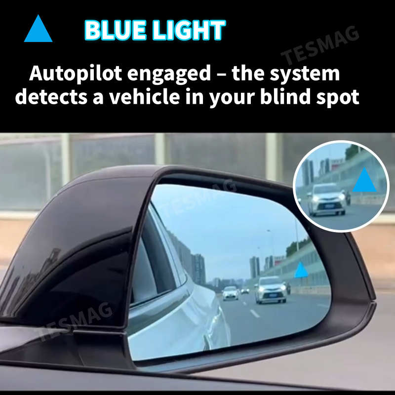 Side Rearview Tesla Blind Spot Mirror with BSD for Model 3 / Y