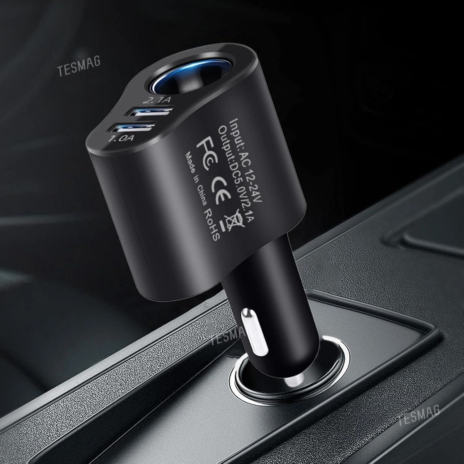 3-in-1 USB Car Charger Adapter Cigarette Lighter 120W Fast Charging for Tesla