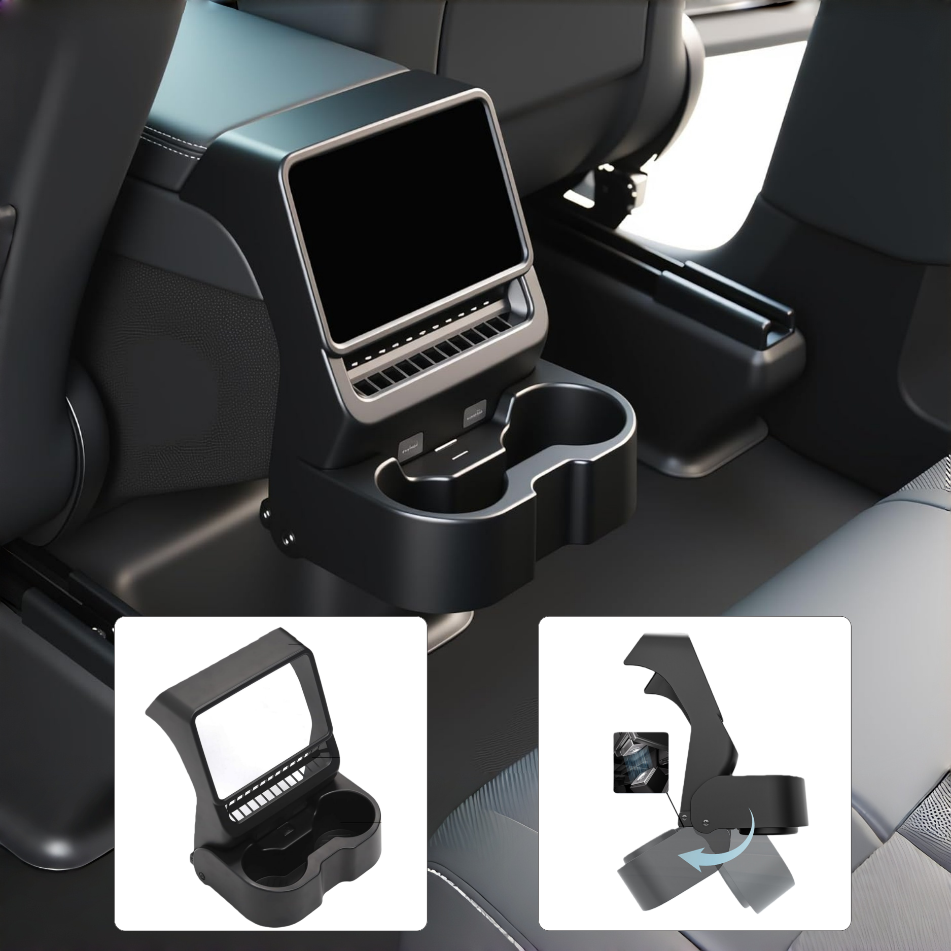 Rear Seat Cup Holder for Tesla Model Y Juniper / Model 3 Highland
