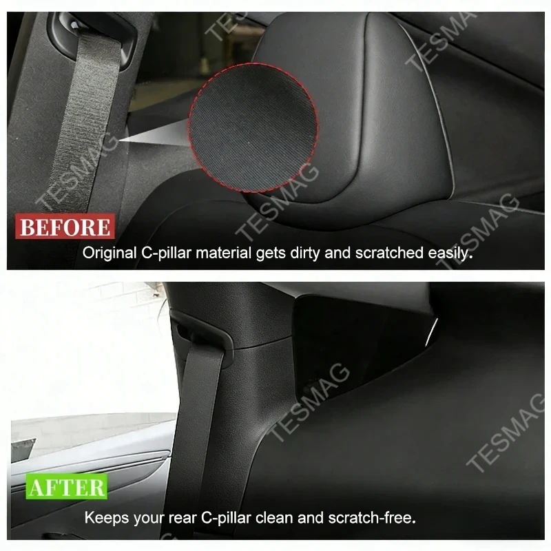 2025 Tesla Model Y Juniper Rear C-Pillar Protectors Premium TPE Interior Door Frame Guards