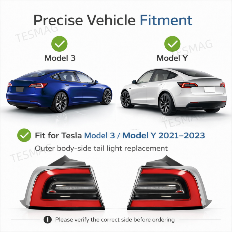 OEM-Style Outer Tail Light for Tesla Model 3 / Y 2021–2023 | 1502086-00-D 1502087-00-D