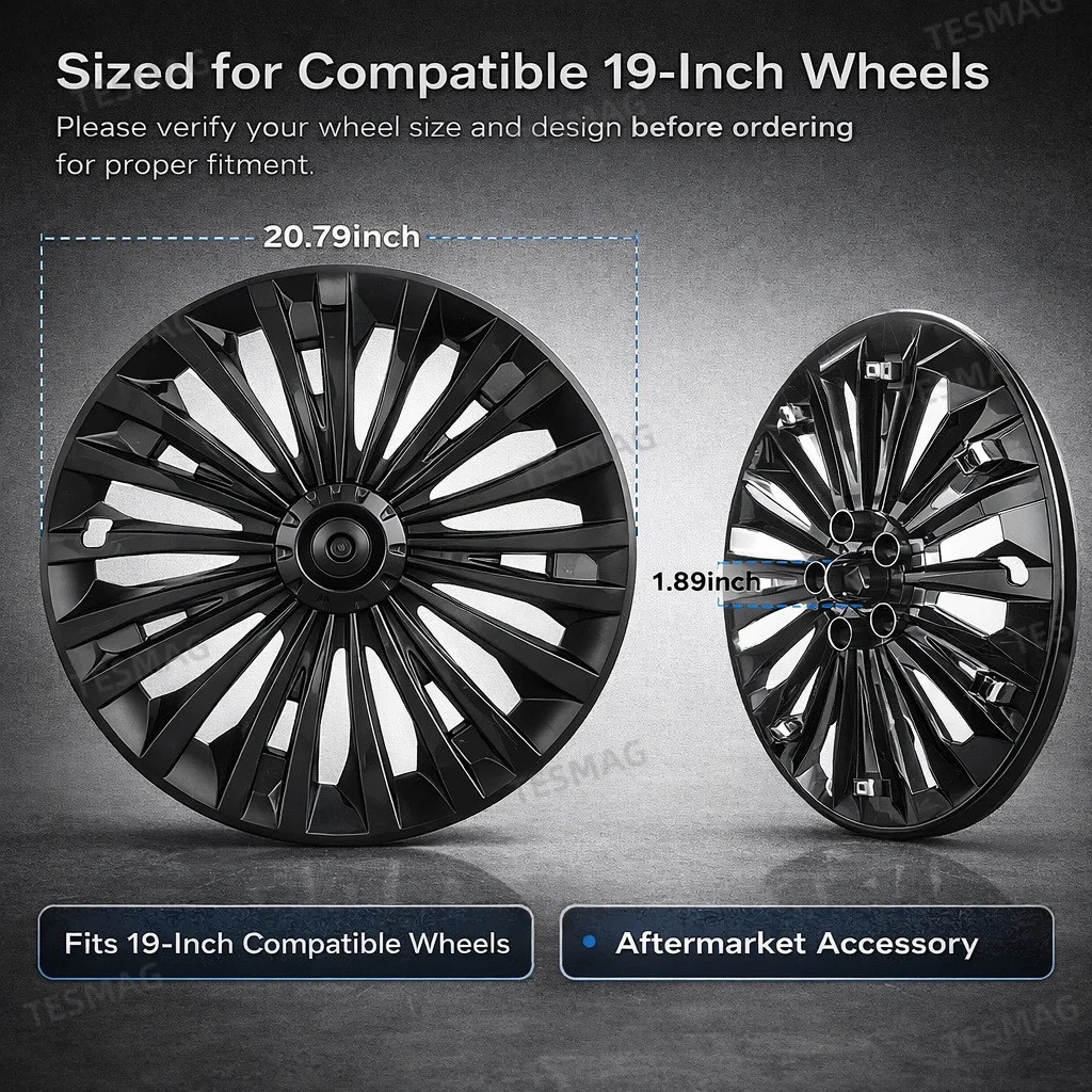 19" Wheel Covers for Tesla Model Y Wheels Rim Protectors (2020-2025.03)