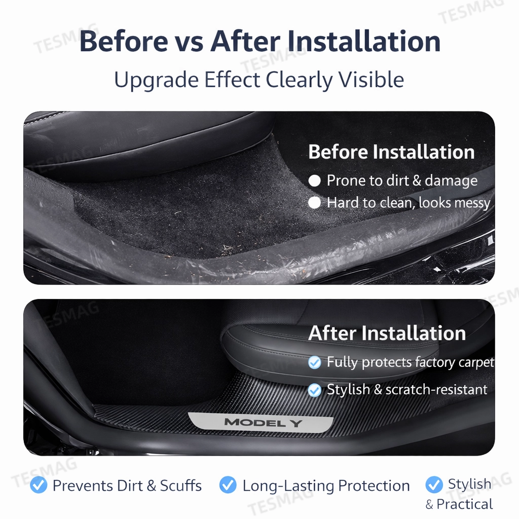 10PCS Door Sill & A/B/C Pillar Protector Set for Tesla Model Y Juniper 2025+