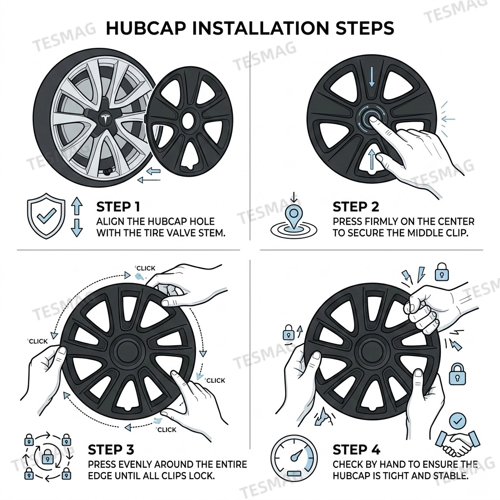 19″ Wheel Covers Hubcap Protector Kit for Tesla Model 3 – Rim Edge Guard 4pcs