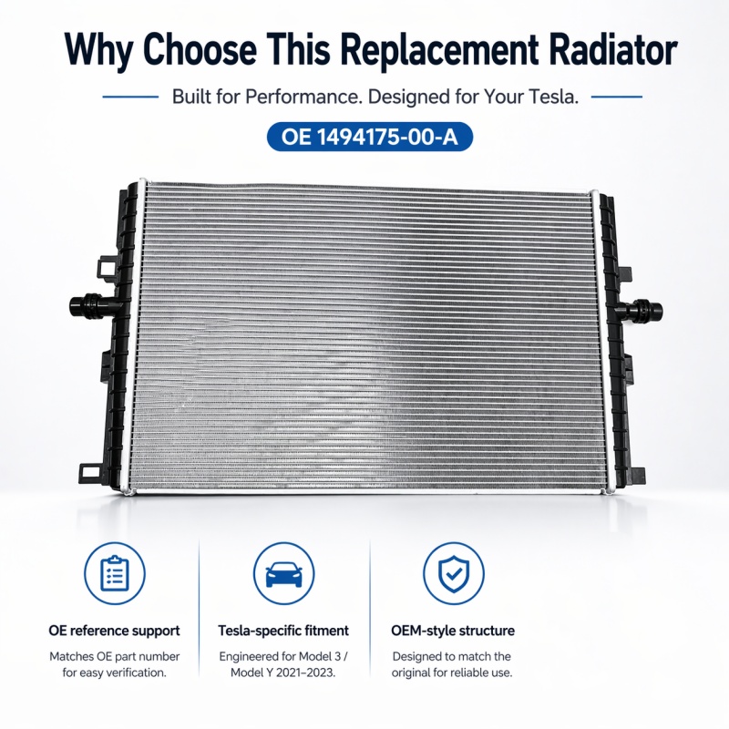Radiator Coolant Heat Exchanger for Tesla Model 3/ Model Y (2021-2023) | OE 1494175-00-A Replacement