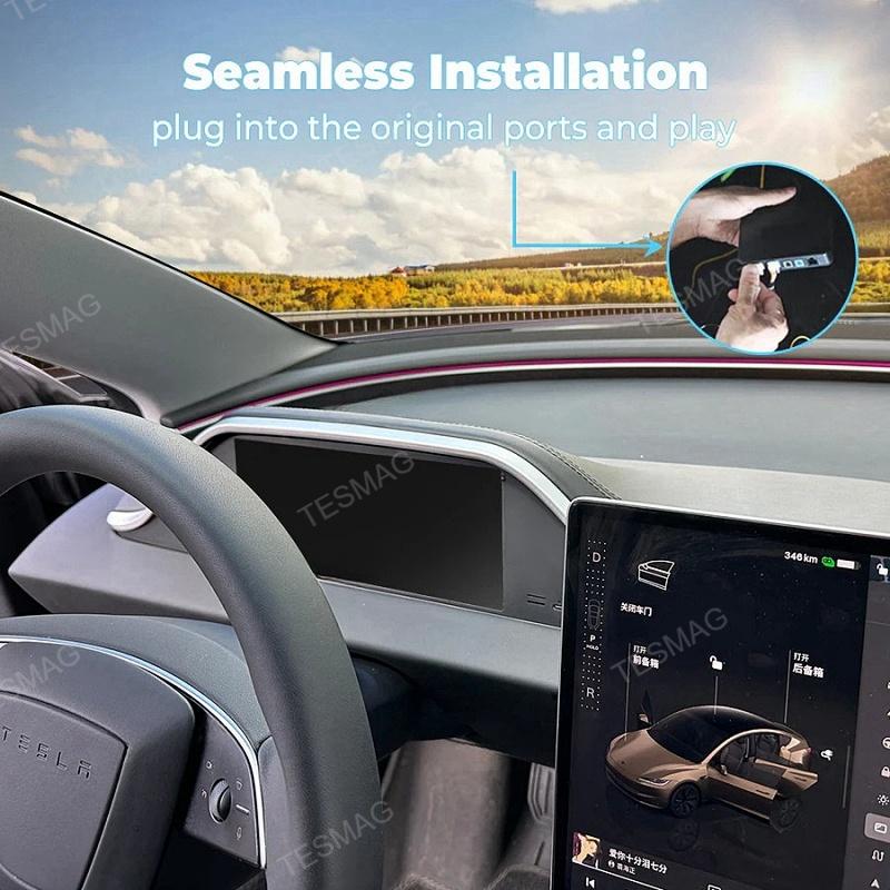 8.9-inch one-piece instrument screen with ambient lighting for the Tesla Model 3 Highland