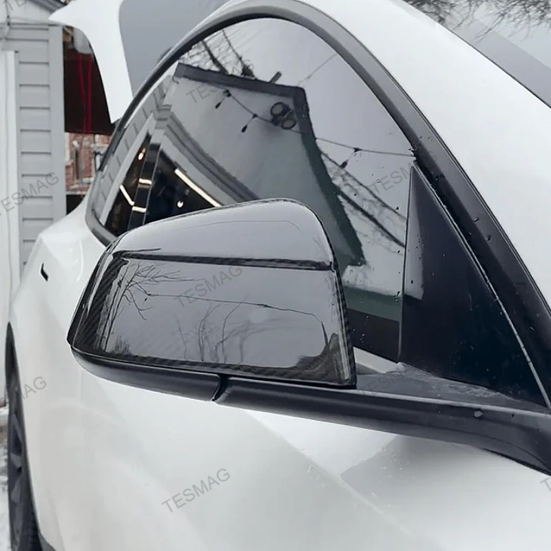 Carbon Fiber Side Mirror Covers for Tesla Model Y Juniper - Protective Cover