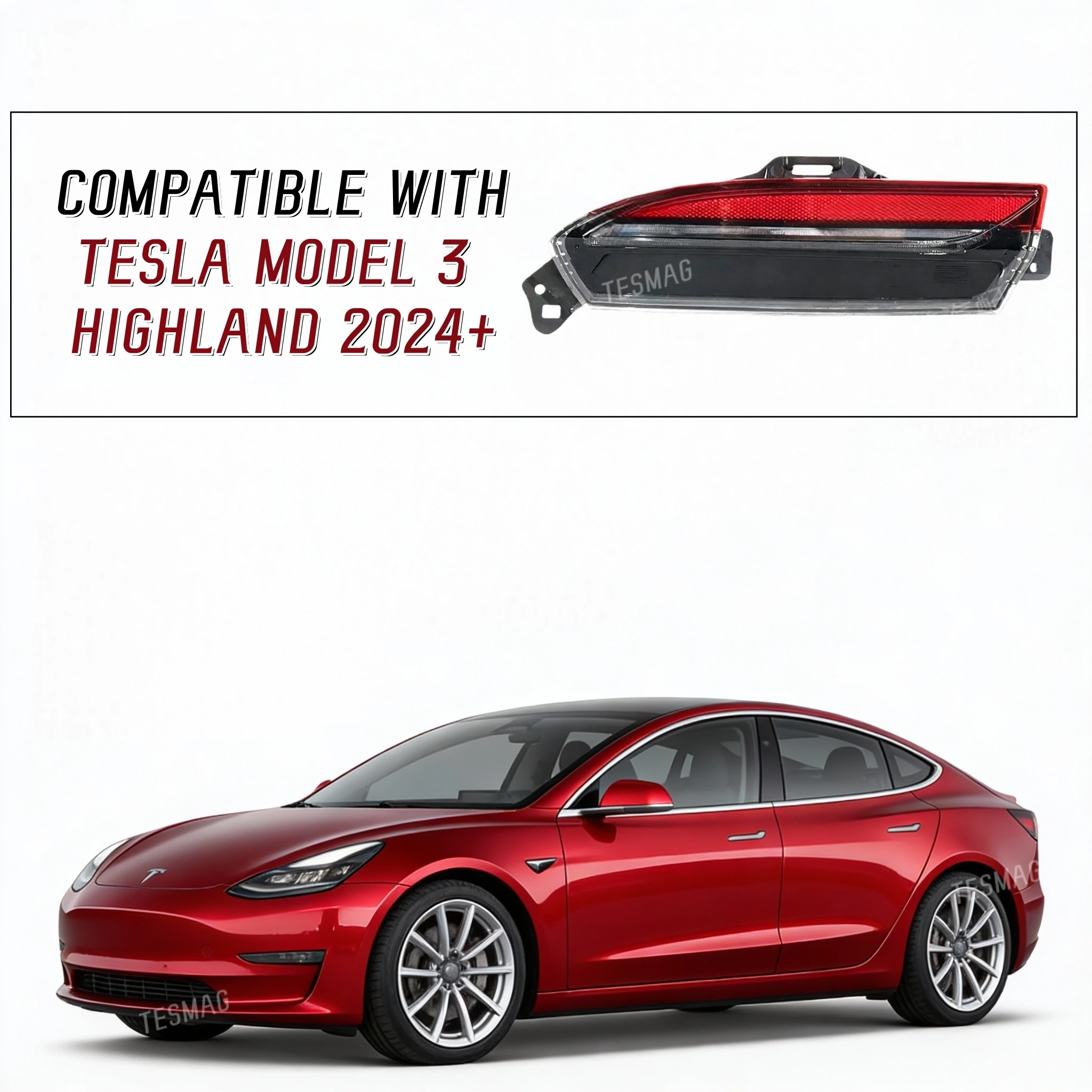 Rear Bumper LED Tail Fog Light Left/Right For Tesla Model 3 Highland 2024+ 1712513-00-D /1712514-00-D