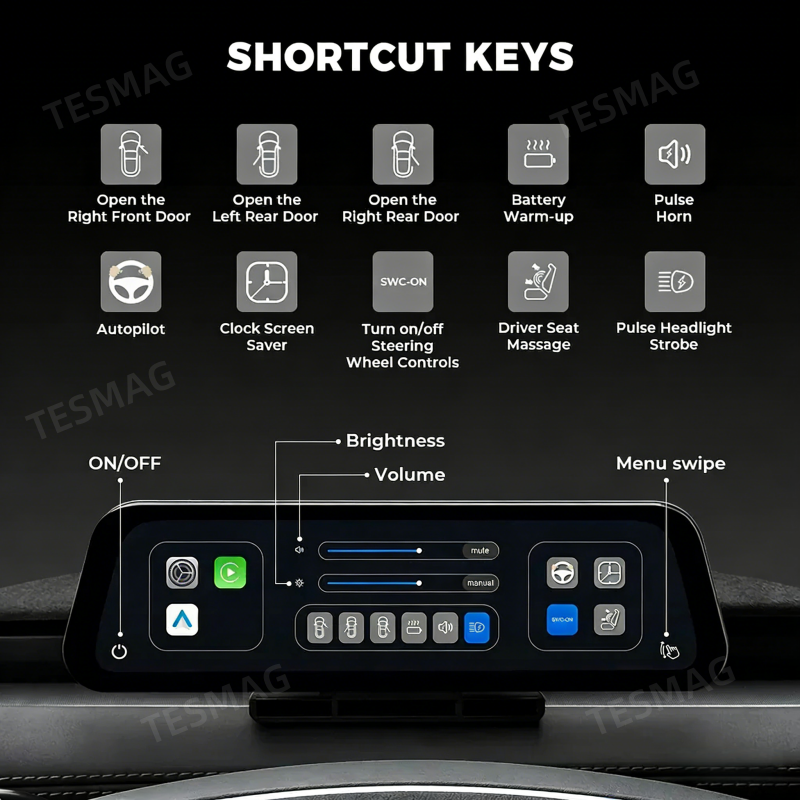 9.6-Inch Driver Display w/ Wireless CarPlay for Tesla Model 3/Y 2021-2026 (LHD Only)