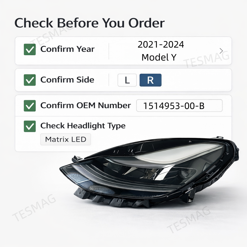 OEM-Style Matrix LED Headlight Assembly for Tesla Model 3/Y | 1514952-00-B 1514953-00-B