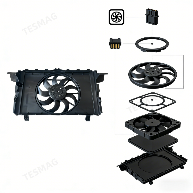 Cooling Fan Assembly for Tesla Model 3 / Y 2017‑2023 (1607808‑00‑B)