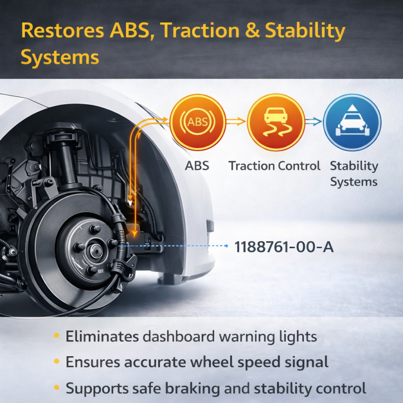 Front ABS Wheel Speed Sensor for Tesla Model 3 2017-2023 (1188761-00-A)