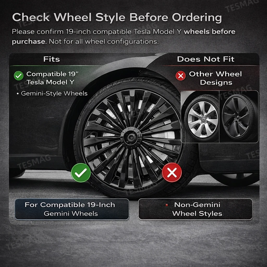 19" Wheel Covers for Tesla Model Y Wheels Rim Protectors (2020-2025.03)