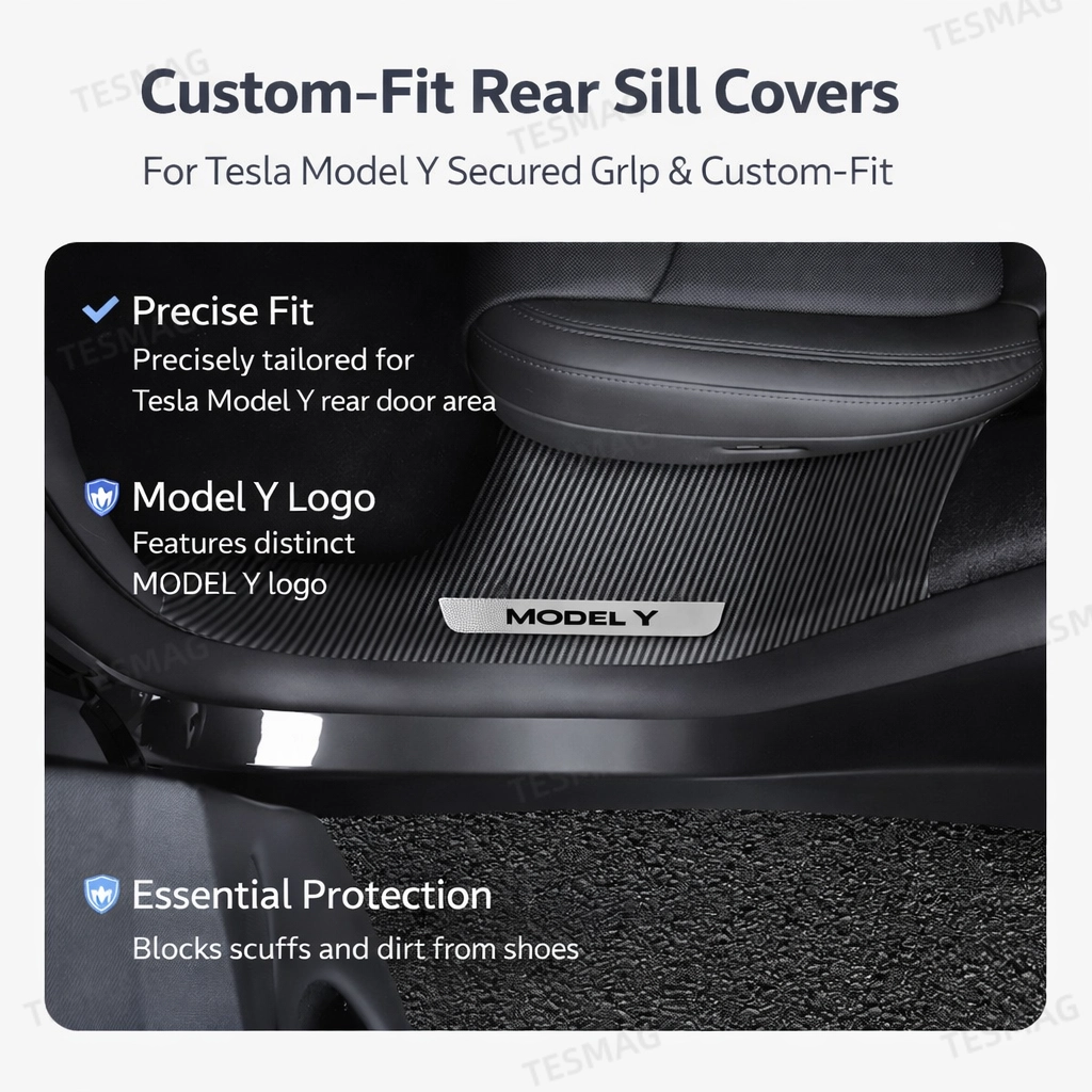 10PCS Door Sill & A/B/C Pillar Protector Set for Tesla Model Y Juniper 2025+