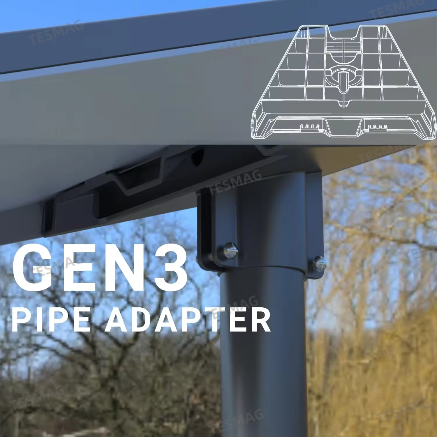 Starlink Gen 3 Roof Mount & Pipe Adapter for RV, Camper, Yacht – Adjustable Pivot Bracket