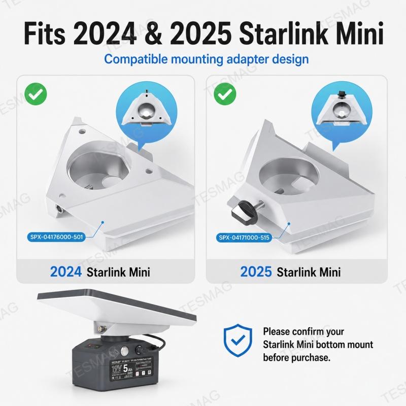 95Wh Portable Battery Power Base with Mounting Adapter for Starlink Mini