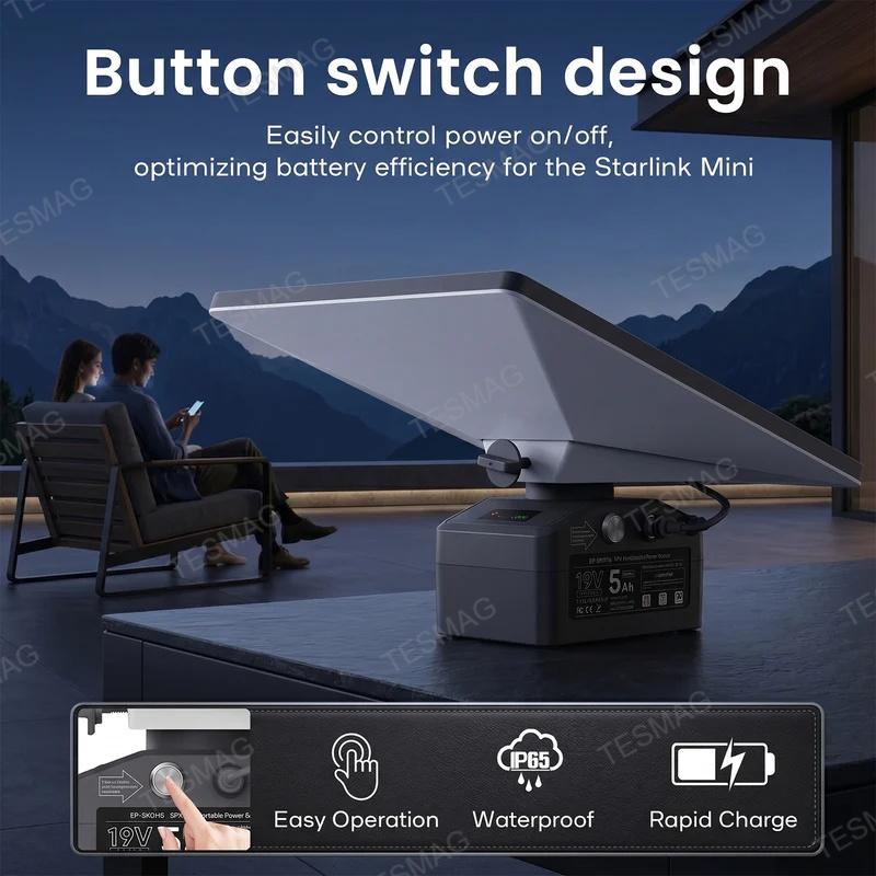 95Wh Portable Battery Power Base with Mounting Adapter for Starlink Mini