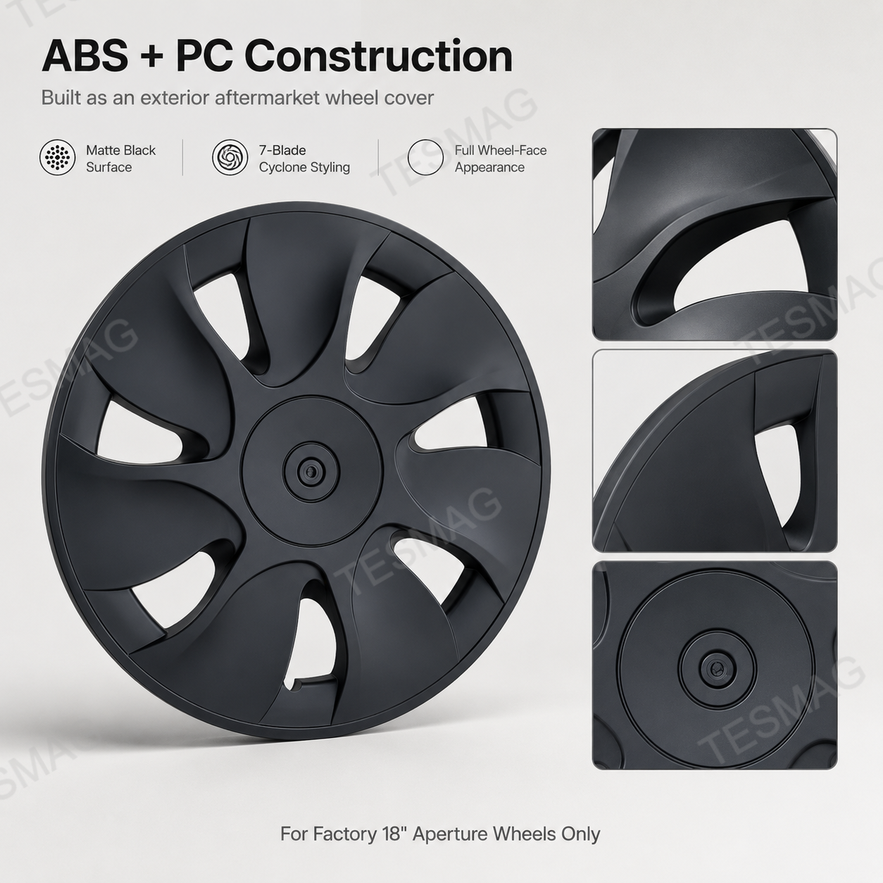 18-Inch Cyclone-Style Aperture Wheel Covers for Tesla Model Y Standard 2026+ 