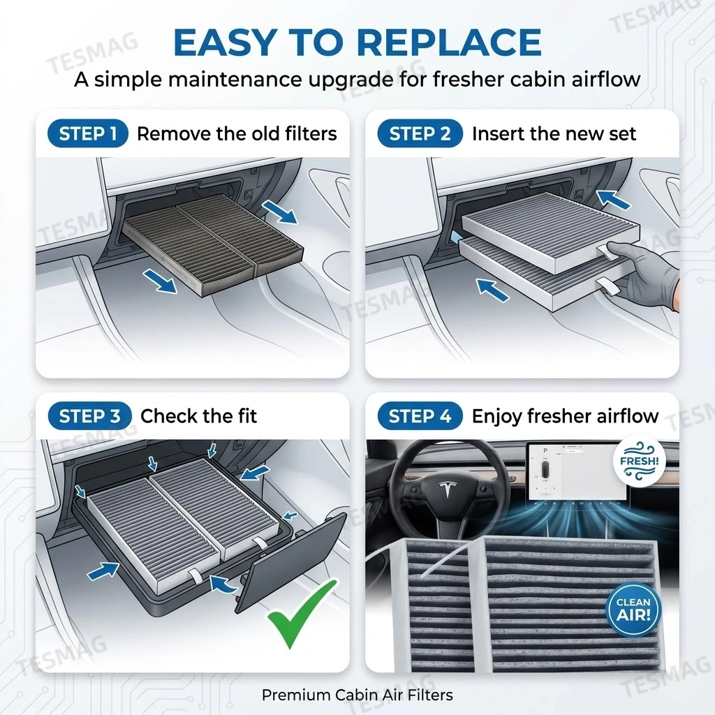 Activated Carbon Cabin Air Filter Set for Tesla Model 3 & Model Y