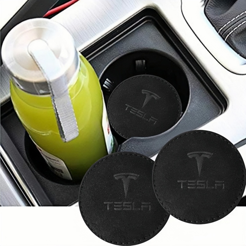 Alcantara Anti-Slip Drink Coasters for Tesla 